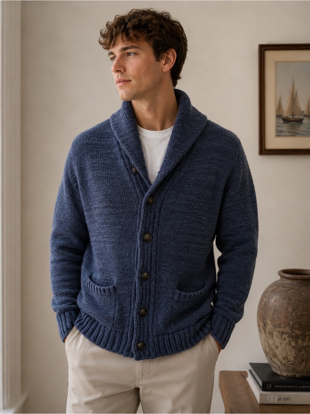 Polo by Ralph Lauren Men's Shawl Collar Cardigan - Navy Blue